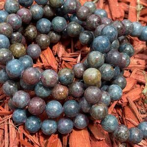 Ruby Fuchsite with Kyanite beaded bracelet 6.75” crystal healing emotional suppo